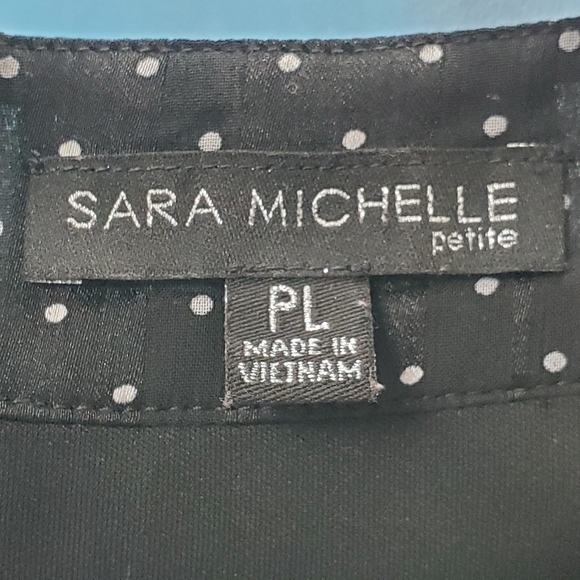 Sara Michelle Petite black polka dot blouse 3/4 sleeves PL - Picture 4 of 12